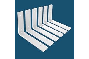 MLOQI 6 soportes para estanterías, soporte para estanterías de carga pesada, metal, ángulo de carga pesada, soporte de pared en ángulo, 0,5 cm de grosor, capacidad de carga de 50 kg (blanco, 20 x 15