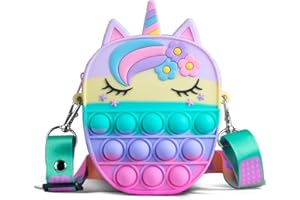 Pop Bolso It, Sichy Pop Bubble Push It Bolsa de Hombro, 2 en 1 Unicornio Juguete Antiestrés y Ansiolítico, Push Pop Bubble Bolso de Juguetes Sensoriales con Bandolera de Longitud Ajustable para Niños