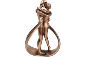Aoneky Estatua de Pareja - Figura Decorativa de Pareja de Beso, Material de Resina, Estilo Romántico Moderno, Color Bronce, Figura Decoración para Casa Hogar
