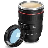 Senon Lens Mug Lens Mug Thermos Mug For Coffee And Tea Decorative Gift For Photo Enthusiasts 350ml (Glass Cover)