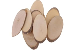 DAILY MALL dailymall 50pcs Bois Rondins Tranches écorce d'arbre Naturel Disque Décoratif Branche De Travail du Bois (Ovale)