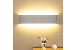 CANMEIJIA Aplique Pared Interior, 16W Lampara Pared Dormitorio 41CM 3000K Luz Calida Lampara de Pared Blanco Aluminio Simplicidad Moderna para Sala de estar, Baño, Pasillo, Cocina, Escaleras, Oficina