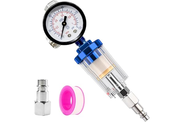 RRJ 1/4 tum inline lufttryckregulator med oljevattenavskiljare, luftregulator max 150psi mini luftfilter vattenavskiljare med