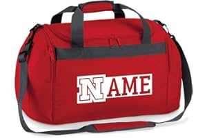 ABSOLUTELY TOP Personalised Sports Gym Training Holdall Any Name Boy Girl School Kit Bag Gift, Hot Lava Red/White Print