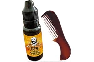 THE BEARD AND THE WONDERFUL Beard Oil & Comb Kit Whiskey on the Rocks Scent. Premium Beard Oil 15ml bottle and Pocket Size Mini Mustache & Beard Comb Grooming Combo Kit - Hemp Seed Oil & Jojoba Natural Ingredients and Free Ebook