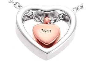 MCJKP Rose Gold Double Small Heart Urn Necklace Cremation Jewellery Keepsake Box Charming Personalized Ashes Necklace for Women/Pets（Blank）