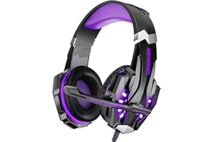 Auriculares estéreo para juegos para PS4, PC, Mac Nintendo, controlador Xbox One, cancelación de ruido con micrófono, luz LED