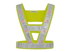 VORCOOL Gilet de sécurité LED, Haute Visibilité Gilet Réfléchissant avec 16 LEDs pour Les Hommes Sécurité Routière, Joggeur, Vélo, Jour, Nuit (Grün)