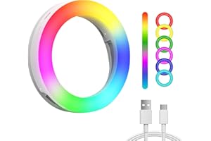 NALEZUNS Ringlicht Handy, Ringleuchte 9Cm, Ring Light USB-Laden, Tisch LED Ring Light, RGB Selfie Ring Light Für Handys, Computer, Einstellbare Farbtemperatur 3000K-6000K Für YouTube, Selfie, Makeup, Tik Tok