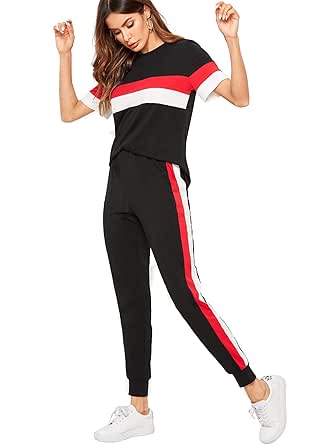 black pants with red stripe outfit