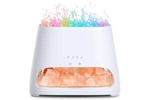 SALKING Dyfuzor zapachowy z lampą Salt Range Pakistan, 7 kolorów LED, efekt płomienia, dyfuzor do olejków eterycznych, ultradźwiękowy nawilżacz powietrza, automatyczne wyłączanie, 150 ml (biały RGB)