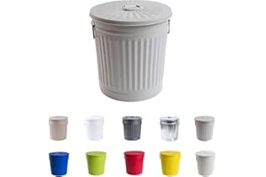 Jinfa Retrodesign Mülleimer mit Deckel | Grau | Ø 42 cm, Höhe 47,5 cm, 62 Liter