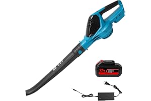 FULLUKY Akumulatorowa dmuchawa do liści, 21 V, 5 prędkości, maksymalna ilość powietrza 3,8 m³/min, dmuchawa akumulatorowa z akumulatorem i ładowarką, do pielęgnacji trawnika, podwórza, chodnika i odśnieżarki