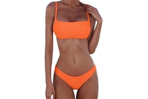 Meioro Conjuntos de Bikinis para Mujer Push Up Bikini Traje de baño de Tanga de Cintura Baja Trajes de baño Adecuado Viajes Playa La Natacion