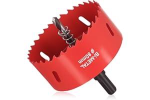 RunXinDa Lochsäge 80mm, HSS M42 Bi-Metall Lochsägen Set, 80mm Lochbohrer, Bohrkrone mit Sechskant Schaft und Bohrer, für Holz, Kunststoff, Gipskarton, Blech, dünnen Metallplatten und mehr