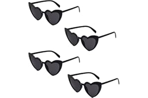 Epokus Okulary przeciwsłoneczne w kształcie serca, 4 sztuki okularów przeciwsłonecznych w kształcie serca, okulary przeciwsłoneczne na imprezę, lata 80. 90., hipisowskie okulary na urlop, imprezę,