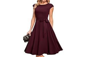 DRESSTELLS Damen Vintage Retro 1950er Cocktaikleid A-Line Swing Festlich Midilang Kleid