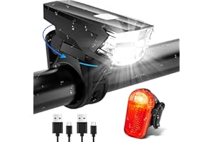 ‎REALKY LED Fahrradlicht Set, STVZO Zugelassen Fahrradbeleuchtung Fahrradlampe Wasserdicht und USB-Aufladung Fahrrad Licht Bike Light mit Frontlichter und Rücklicht
