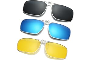 Long Keeper 3-pak spolaryzowanych okularów przeciwsłonecznych z klipsem na okulary na receptę dla mężczyzn i kobiet, antyodblaskowe, do jazdy samochodem, wędkarstwo clip-on flip up okulary