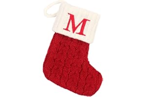 RAOPUZI Calcetines Navidad Chimenea con La Letra Botas de Navidad Decoracion Decoración Navideños para Colgar Bolsa Medias de Christmas Stocking Regalo Papá Noel Calcetín Navideña Adornos Rojos Blanco