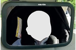 Kids Kits - Back Seat Baby Car Mirror, For Rear View Of Your Infant, With Adjustable Straps and Shatterproof To Be Secured, Tilt Function To 360 Rotation, To See Your Child With A Smile