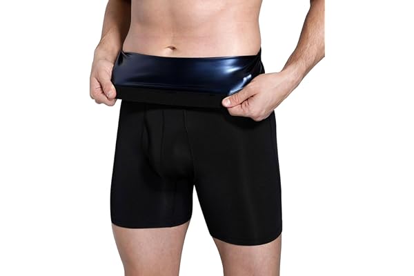 Vistnale bastu shorts för män, elastisk polyester bastu byxor för män med PU värmeackumulerande film, hög midja snabb svett k