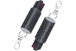 Acboor 2 Piezas Llavero Spray Pimienta, 20 Ml Envase Portátil Liberación Rápida, Funda Protectora Accesorio Coche para Mujeres, Negro