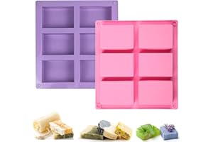 KOIROI Moules à Savon en Silicone, 2 Pièces Avec 6 Cavités Rectangulaire Moule à Savon, Moule pour Savon Rectangulaire, Moulle pour Savon Maison, Gâteaux, Cupcakes, Muffins, Faire gâteaux