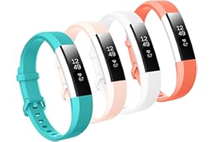 Fit-power Bracelet de remplacement en silicone pour montres Fitbit Alta HR et Alta avec fermoir en métal (comprenant une protection d'écran gratuite)