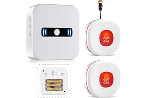 DAYTEE Daytech Salvavita Anziani,SOS Anziani,Campanello per Anziani,Allarme per Anziani per l'assistenza Domiciliare(1 ricevitore + 2 pulsante)