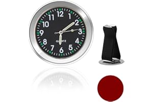 BIVOFU Orologio da Auto, Mini Orologio Luminoso al Quarzo, Orologio Universale per Cruscotto Auto con Clip per Bocchetta dell'Aria, Orologio Adesivo per Decorazione Interni per Auto(Nero)