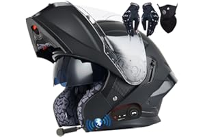 LETETEXI Bluetooth Flip-up Modular Motorcycle Helmet ECE Approved Motorbike Front Helmet Anti-fog Visor Tinted Motorbike Helmets Racing Crash Karting Full Face Motorbike Helmets XXL