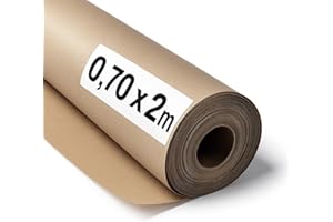 OFITURIA Naturbraunes Kraftpapier 70 g/m² – Rolle 0,70×2 m – 1 Rolle – Recyclingpapier für Verpackungen, Basteln und Dekoration – Reißfest – Geeignet für Acryl- und Ölfarben