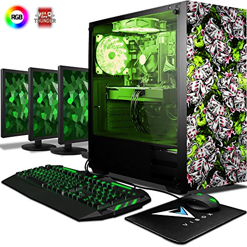 VIBOX Pyro GMR760-431 Gaming PC Ordenador de sobremesa con Cup  n de Juego  3X Triple 22  HD Monitor  4 3GHz Ryzen 8-Core  GeForce GTX 1060  32GB DDR4 RAM  480GB SSD  2TB HDD  Sin OS 