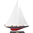 NAUTIMALL Wooden Sailboat Decor Ship Model 28" Endeavour America's Cup Scale Yacht Replica Nautical Home Accents