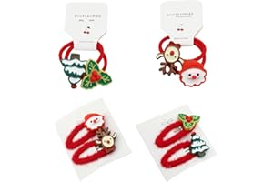 CSDPC 8 Pieces Christmas Girls Hair Accessories Set Christmas Hair Clips Ties Christmas Tree Santa Reindeer Snowman Bobbles Snap Barrettes Hairband for Children and Adults Xmas Party Accessorie