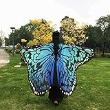 Overdose 197*125CM Frauen Weiche Gewebe Schmetterlings Flügel Schal feenhafte Damen Nymphe Pixie Kostüm Zusatz (197*125CM, Blau) -