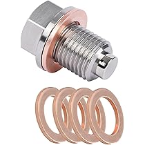 Bouchon De Vidange Magnétique M12 X 1.75 - Acier Inoxydable Avec 5 Rondelles Cuivre, Compatible Plupart Voitures