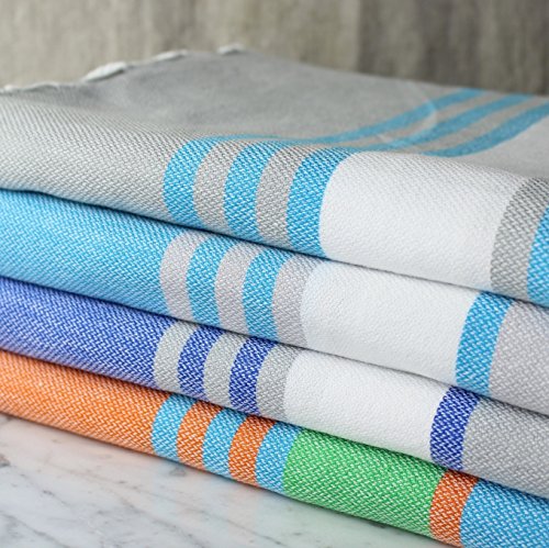 ANATURE Ocean – Light Grey/Turqoise – 100% Baumwolle – OEKO-TEX Standard 100 Certificat – Prewashed – super sanft – direkte Nutzung – Hamamtuch – Badetuch – Handtuch Backpacker – Strandtuch – Saunatuch – Babytuch – Turkish Towel – Pestemal – Fouta - 6