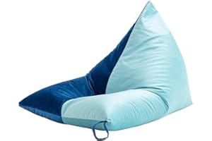 Nobildonna 4ft Bean Bag Chair Cover (No Filler) for Adults, 400L Extra Large Triangular Beanbag Chair Cover, Washable Beanbag Without Filling Ultra Soft Lazy Sofa Premium Velvet Cover (Cyan Blue)