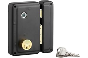 THIRARD - Serrure verticale en applique double entrée à fouillot pour porte d'entrée, droit, 76x130mm, axe 45mm, noir, 3 clés