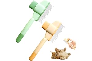 DFADKYWU 2 Stück Selbstreinigender Katzenkamm, Fellblitz Bürste Katze, Selbstreinigender Flohkamm für Haustiere, Fellpflege Kamm für Katzen, Schönheitspflege Haar Hundekamm