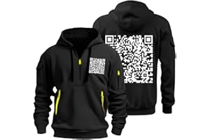 GUTOUWAN Funny Hoodies for Men Qr Code Hoodie Fuck You Qr Code Hoodie Zipper Arm Pocket Men'S Sports Large Casual Hoodie，Fleece Sweaters Long Sleeve Thick Sweatshirt Fashion Y2K Clothes for Men