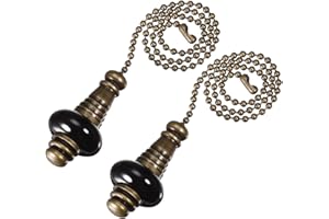 sourcing map Ceramic Black Pendant 12 inch Bronze Finish Pull Chain Extension Light Beaded Pulling Chain for Ceiling Lighting Fans Pack of 2