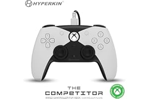 Hyperkin Competitor Wired Controller für Xbox Series X|S, Xbox One, PC – Offiziell lizenziert für Xbox|Hall-Effekt-Joysticks|Impuls-Trigger|symmetr. Layout|präzises Steuerkreuz|Rückseitentasten|weiß