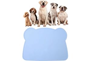 FENGZIZH Cat Food Mat, Silicone Dog Food Mat - BPA-Free, Easy Clean Pet Feeding Mat for Small Medium Cats Dogs - Non-Slip Waterproof Bowl Placemat for Home Trave (Blue)