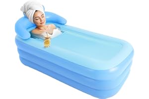 FUTCHOY Adult Inflatable Bath Tub, Blow Up Bathtub with Portable Folding Feature, Air Bathtub Spa with Anti-Slip Surface 160x84cm Large Outdoor Collapsible for Family Bathroom or SPA