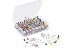 ARIATI 100 Glass Head Pins for Sewing, Dressmaking, Quilting, Fabric Work and Crafting - Multi-Purpose Colourful Heads for Loose Covers