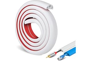 DBREAKS Kanał kablowy samoprzylepny 1M, do ukrycia kabli kablowych elastyczna ściana z PVC, kanały kablowe, do domu, biura, szkoły, 15 mm × 10 mm biały