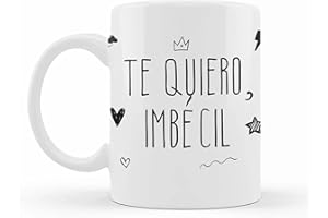 WONDERNASTIC - Taza Te quiero, imb*cil, Capacidad 350 ml, Color Blanco, Taza de Cerámica, Apta para Lavavajillas y Microondas, Divertido y Original, Diseño Exclusivo